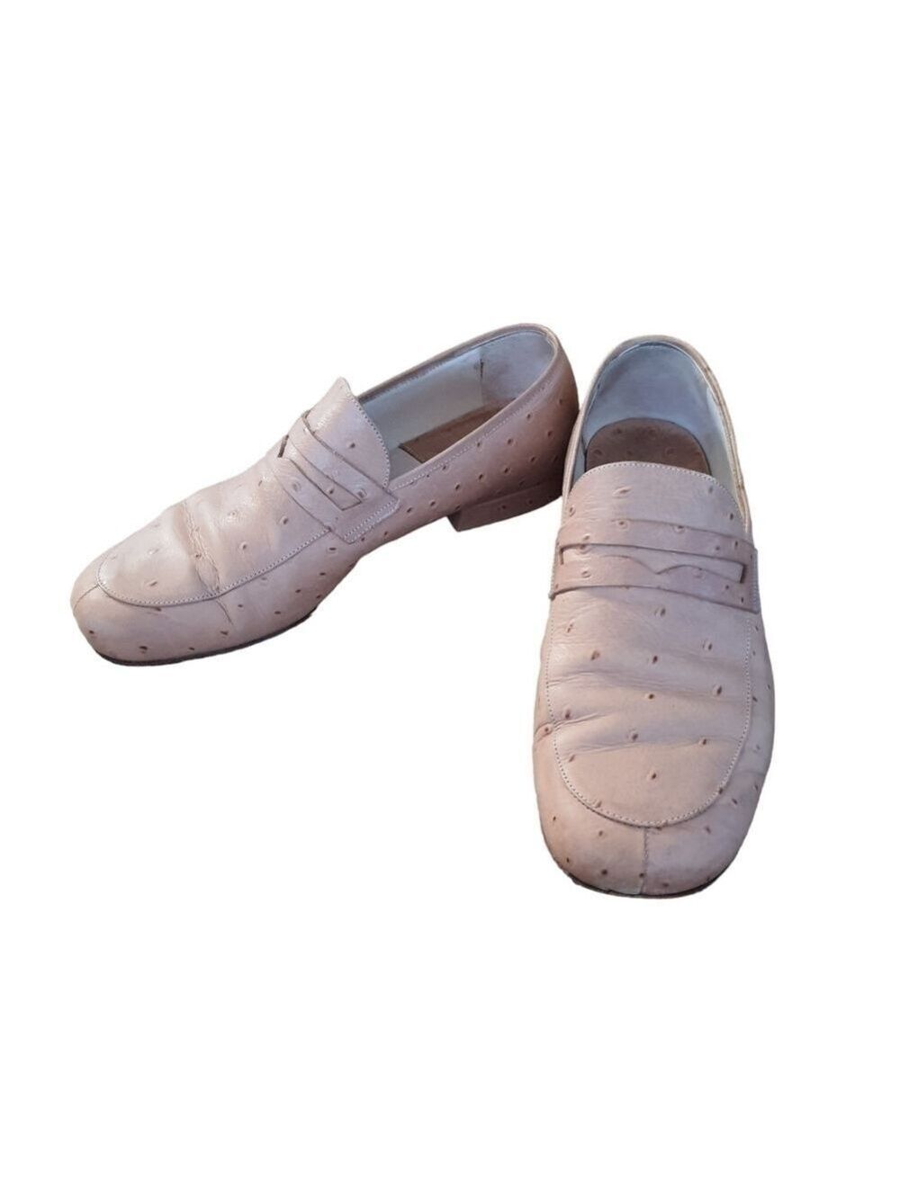 Emporio Armani Ostrich Leather Heeled Loafers Womens Size 35
